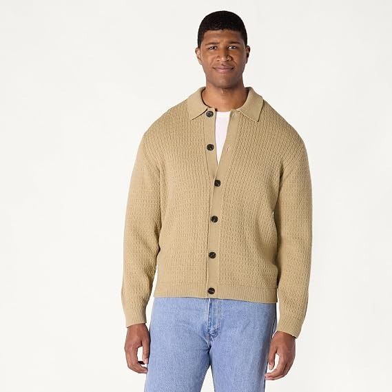 Beige Knitted Cardigan Sweater image 3